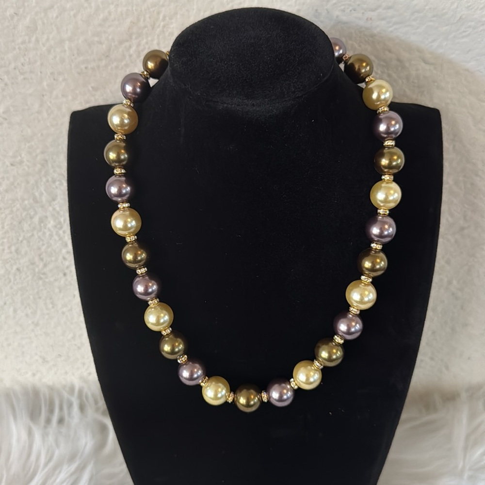 NWOT Purple & Bronze Faux Pearl Necklace